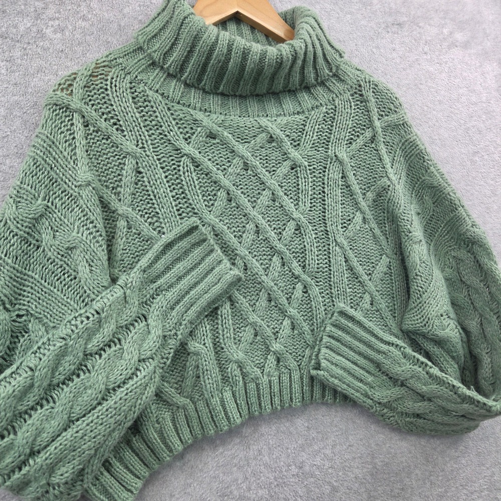 Cottagecore Crop ALTAR'D STATE Soft Girl Hygge Turtleneck Sweater XS FairyGreen